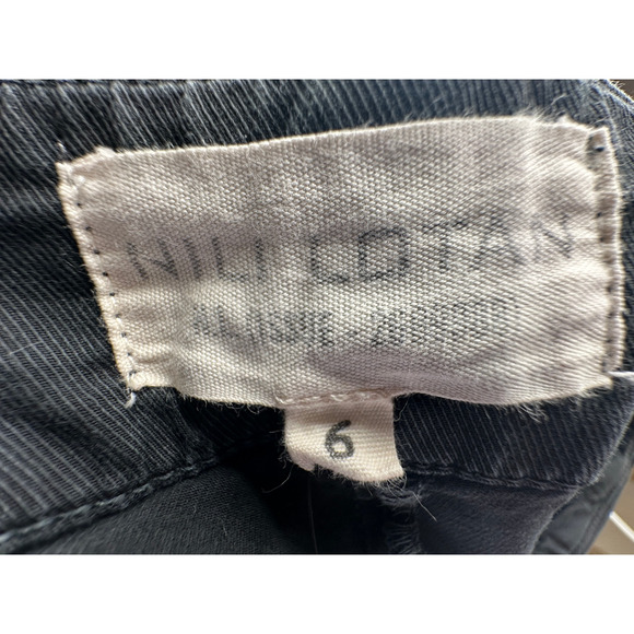 Nili Lotan Paris Pants $345 Cotton Drop Crotch Crop Washed Black 6 Slouchy - Picture 8 of 9